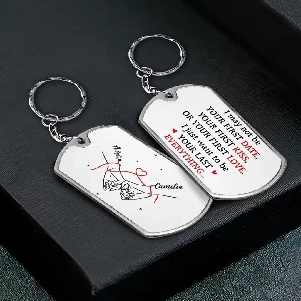 Personalized Metal Keychain with Love Quote for Couple Gift
