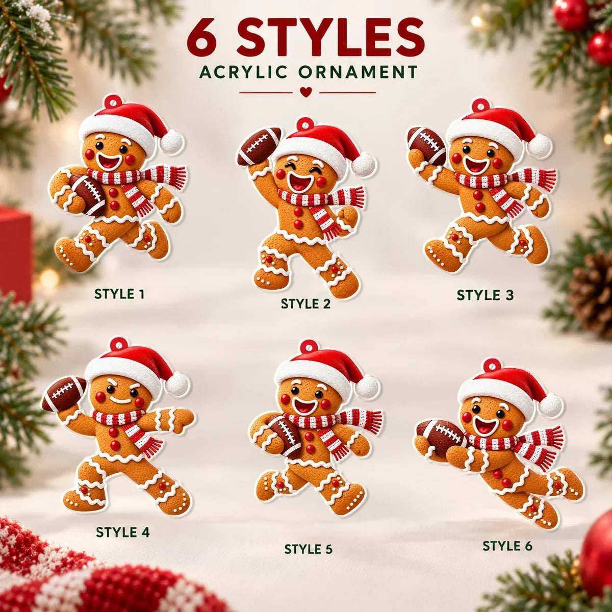 Personalized Gingerbread Football Player Ornament Unique Christmas Gift for Sports Lovers