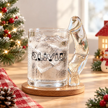 Load image into Gallery viewer, Personalized Curved Handle Glass Mug with Funny Lettering Gift for Coworker
