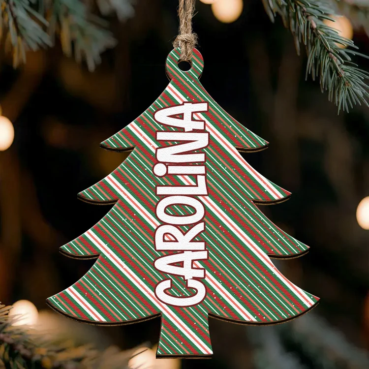 Personalized Plaid Christmas Tree Ornament Custom Family Gift