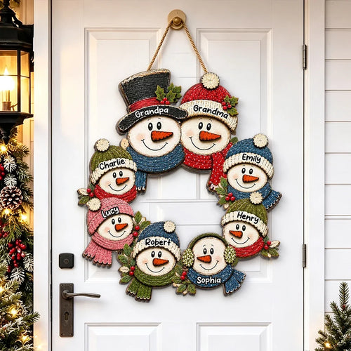 Personalized Rustic Wooden Snowman Sign Gift for Grandparents