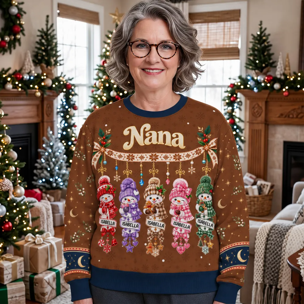 Personalized Snowman Family Sweatshirt Unique Gift for Grandma Christmas