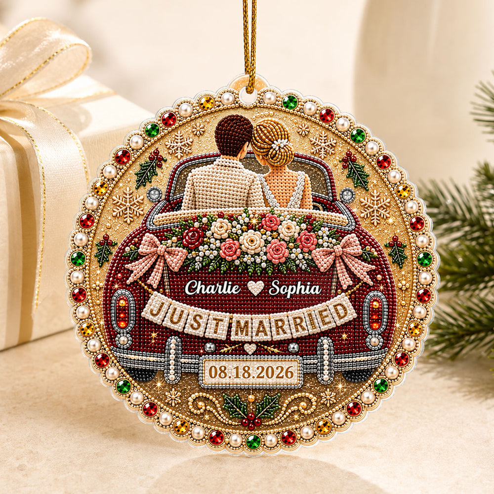 Personalized Acrylic Wedding Car Ornament Gift for Couple