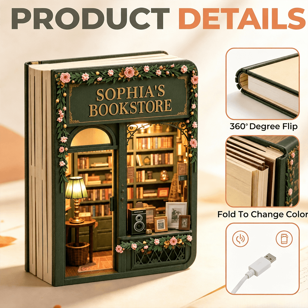 Personalized Book Lamp Custom Name Gift for Book Lovers