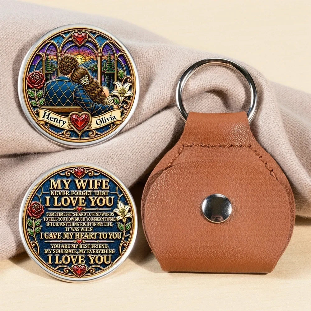Personalized Pocket Hug Keychain I Love You Gift for Wife