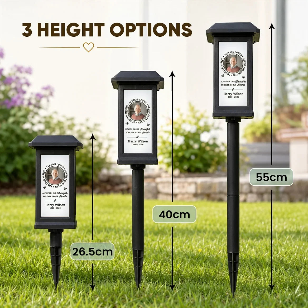 Personalized Solar Memorial Garden Light with Photo & Name Remembrance Gift for Loved Ones
