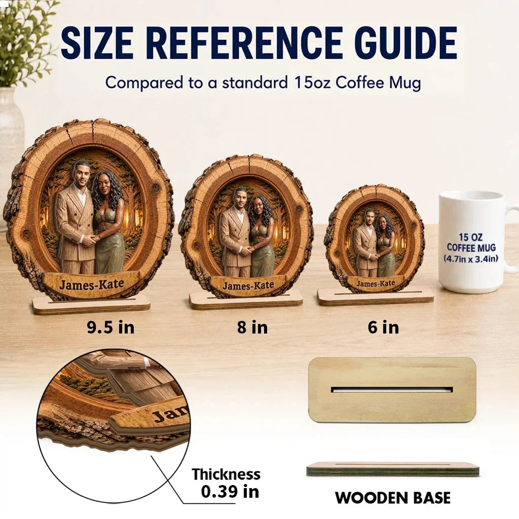 Personalized 2-Layer Wooden Plaque Hugging Couple Gift for Partner