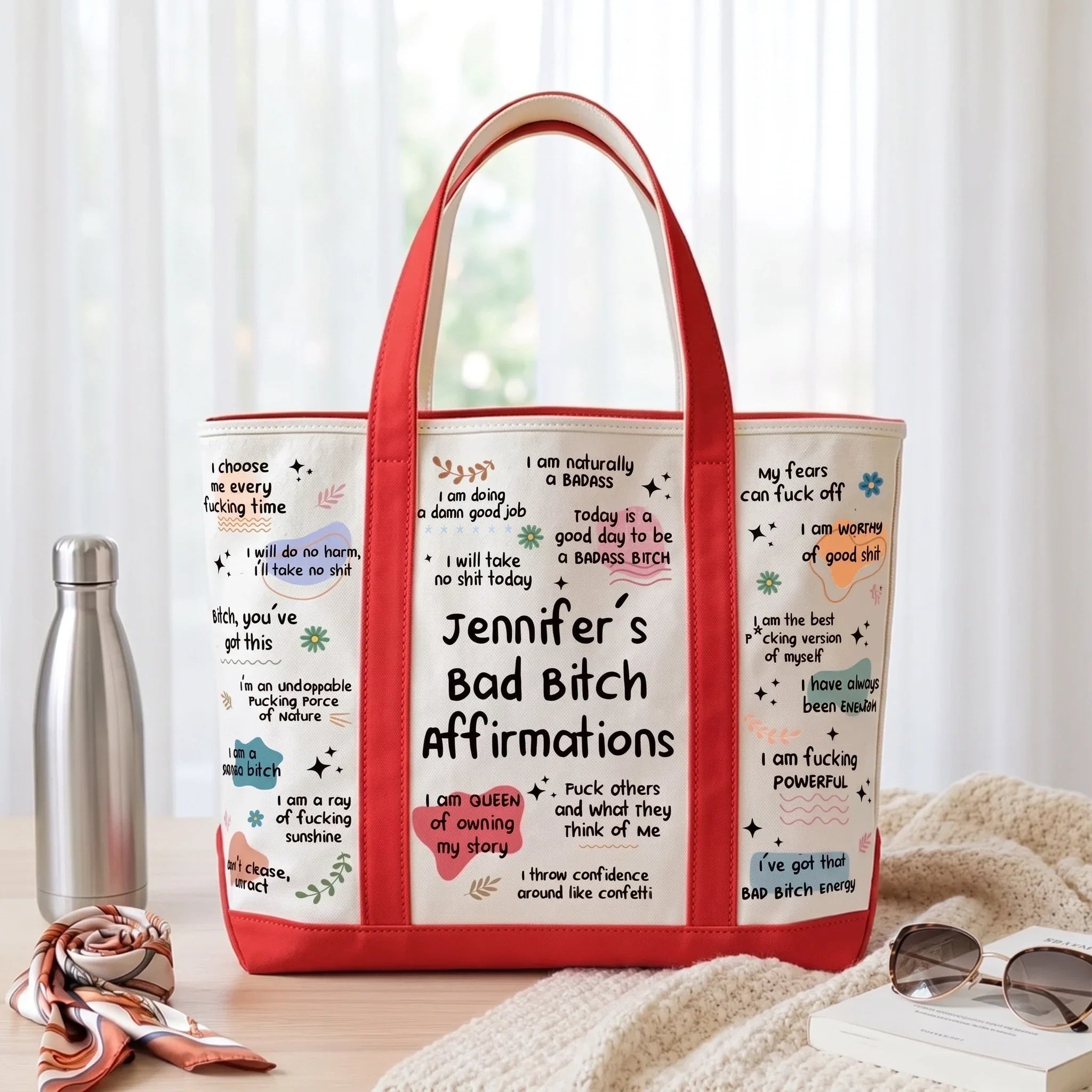 Personalized Oxford Cloth Tote Bag Motivational Affirmations Gift for Friend