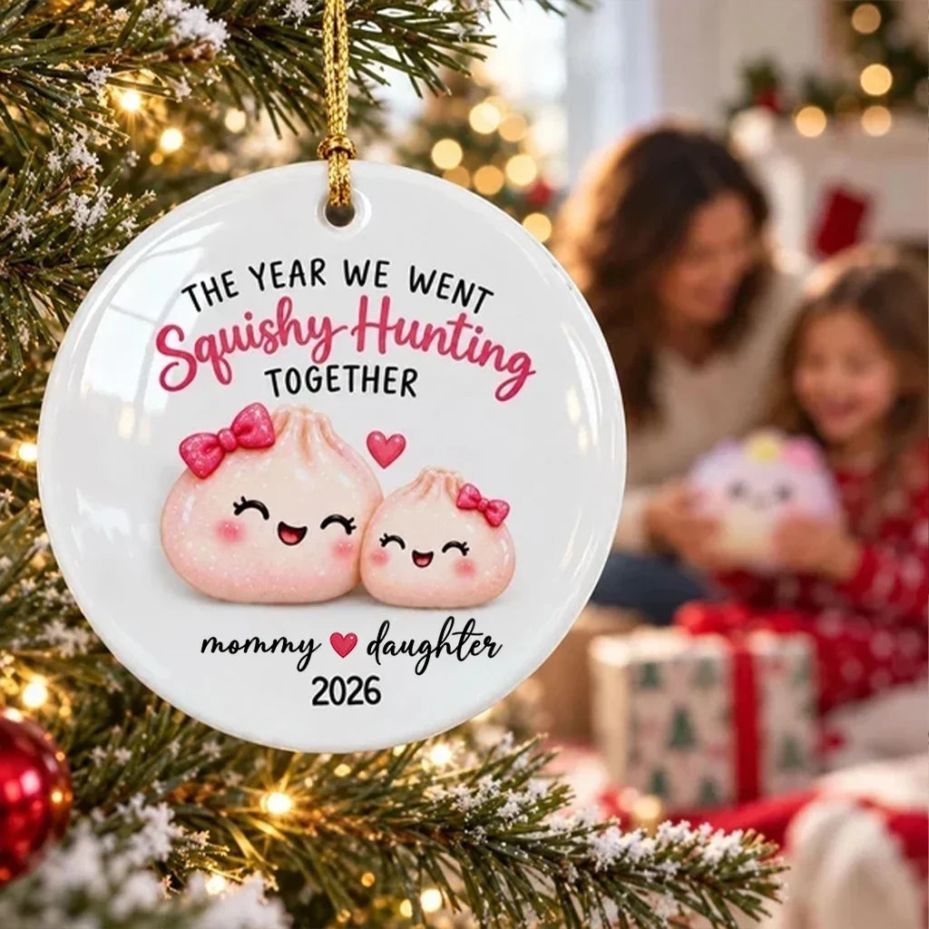 Personalized Ceramic Ornament Mommy Daughter Squishy Hunting Gift for Mom