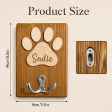Load image into Gallery viewer, Personalized Wooden Pet Leash Holder Custom Dog Name Hook Gift for Pet Lovers
