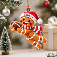 Load image into Gallery viewer, Personalized Gingerbread Football Player Ornament Unique Christmas Gift for Sports Lovers
