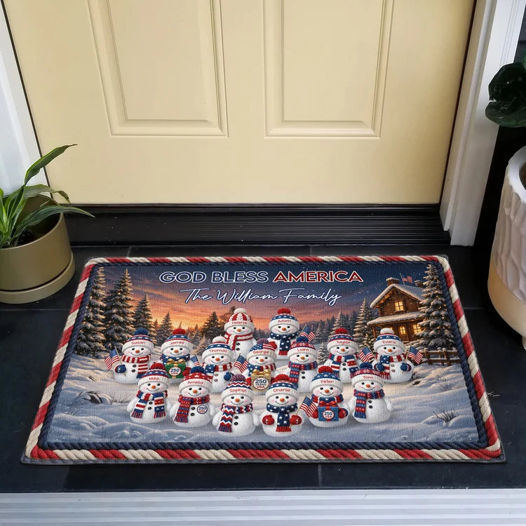 Personalized Snowman Family Doormat Unique Christmas Gift
