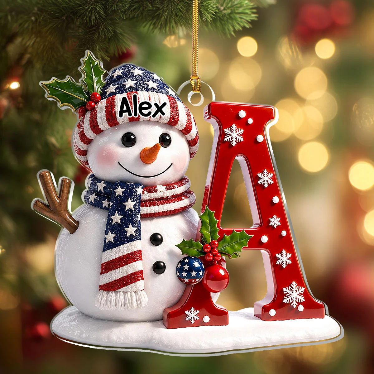 Personalized Snowman Acrylic Ornament Christmas Gift for Kids