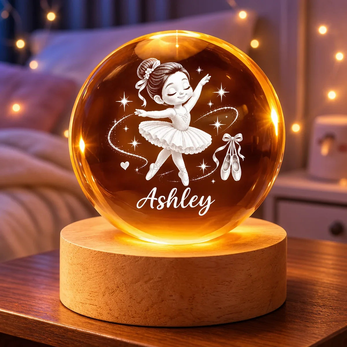 Personalized Ballerina Globe Lamp Custom Name Gift for Daughter