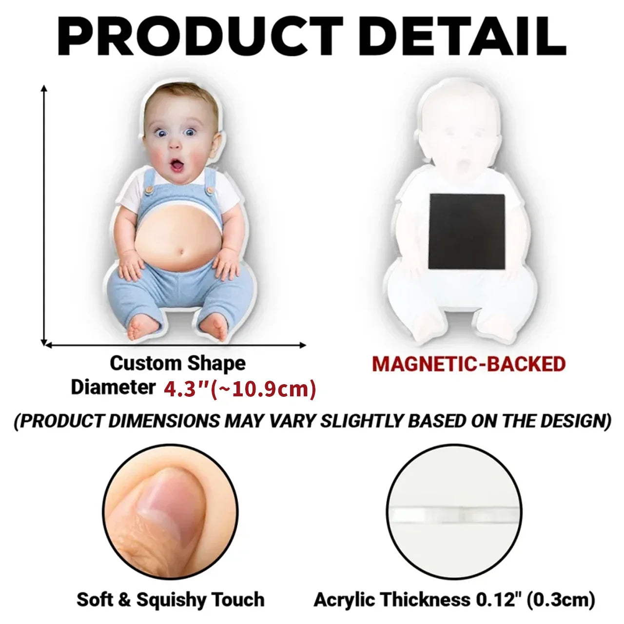 Personalized Baby Photo Silicone Belly Magnet Unique Gift for Family