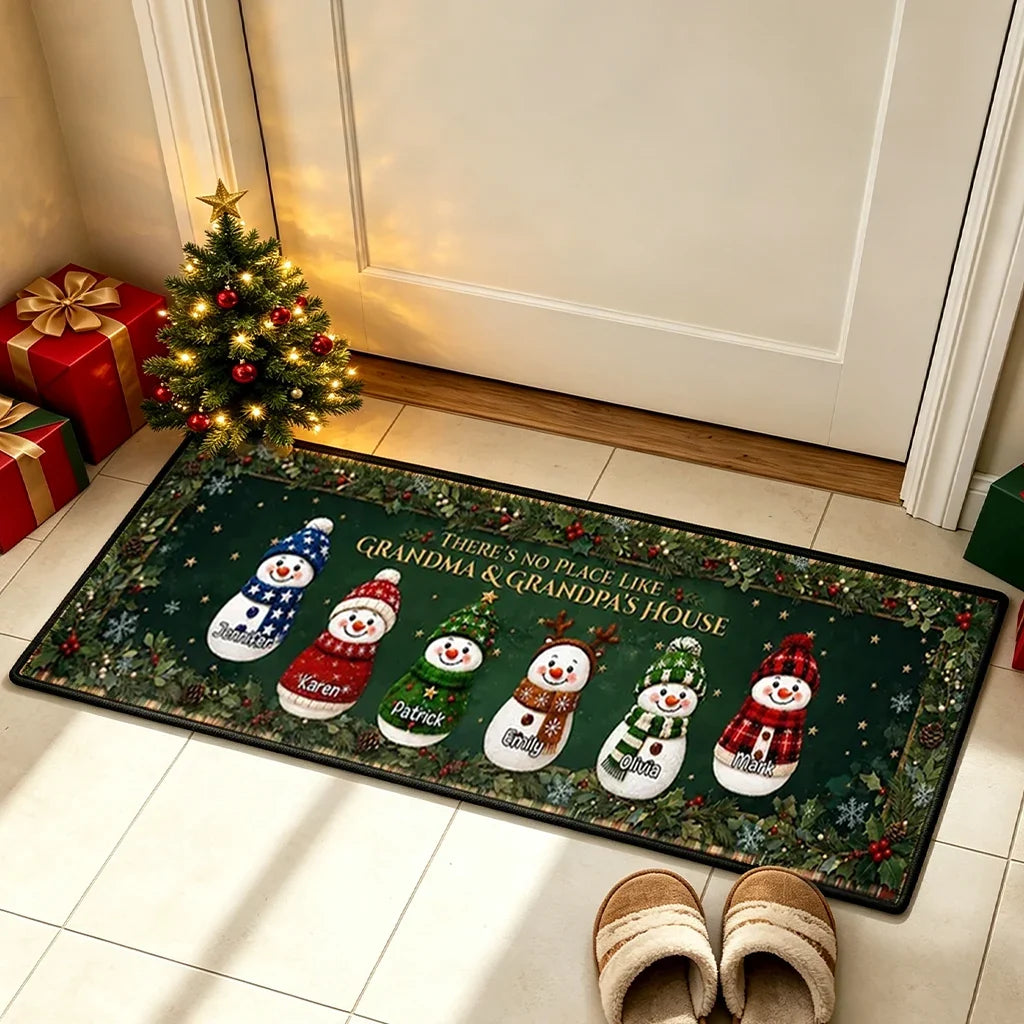 Personalized Snowman Doormat Gift for Grandma & Grandpa's House