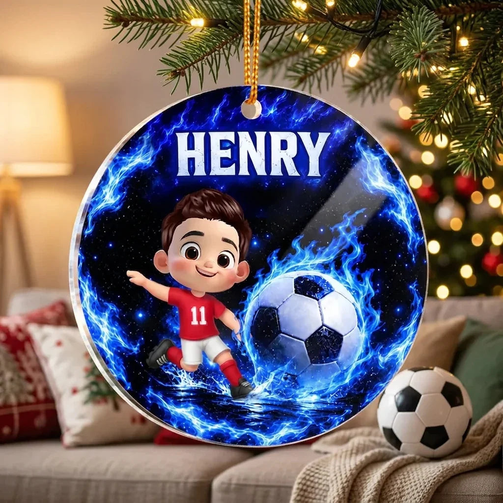 Personalized Acrylic Ornament Cartoon Soccer Player Gift for Kids