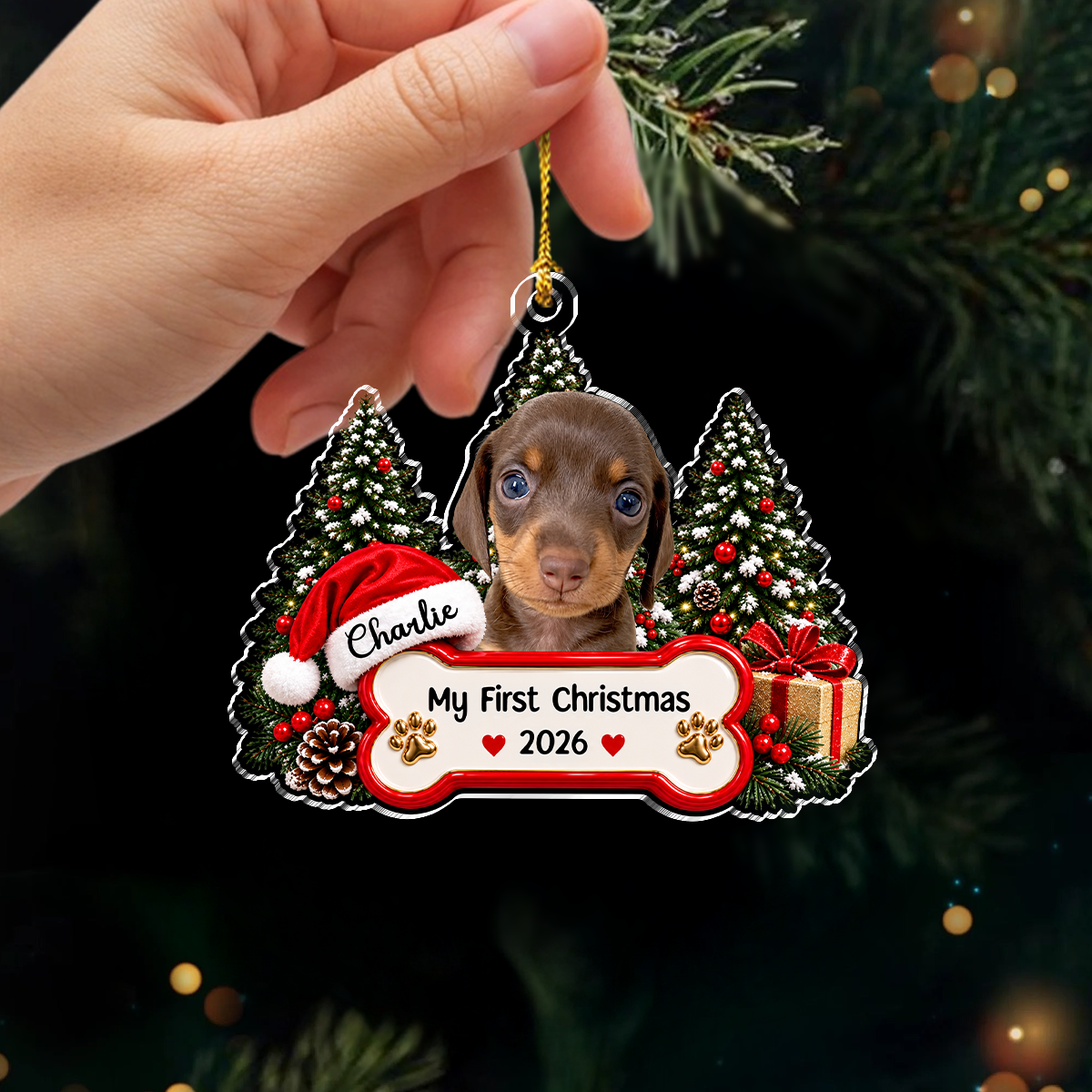 Personalized Pet Photo Acrylic Ornament My First Christmas Gift for Pet Parents
