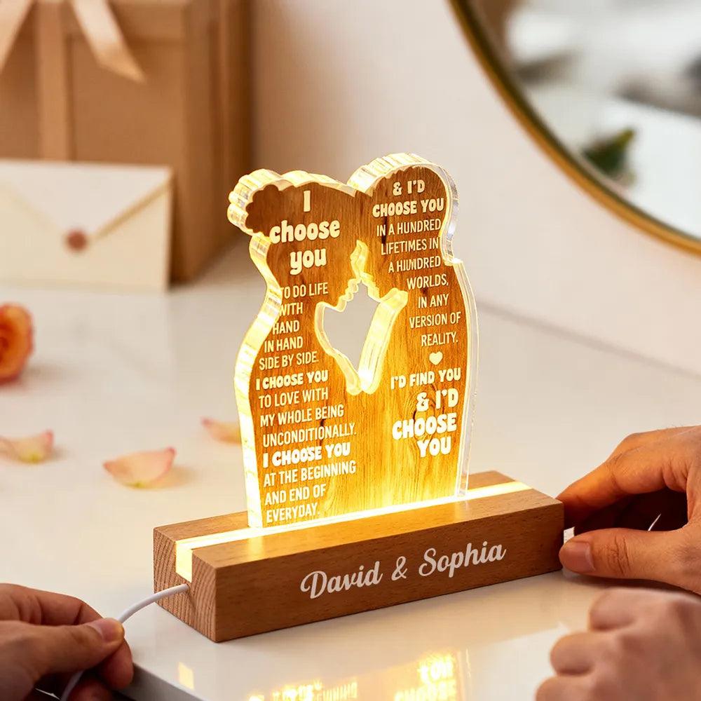 Personalized LED Night Light for Couples with Love Quote - Romantic Gift Plaque MagicInPrints