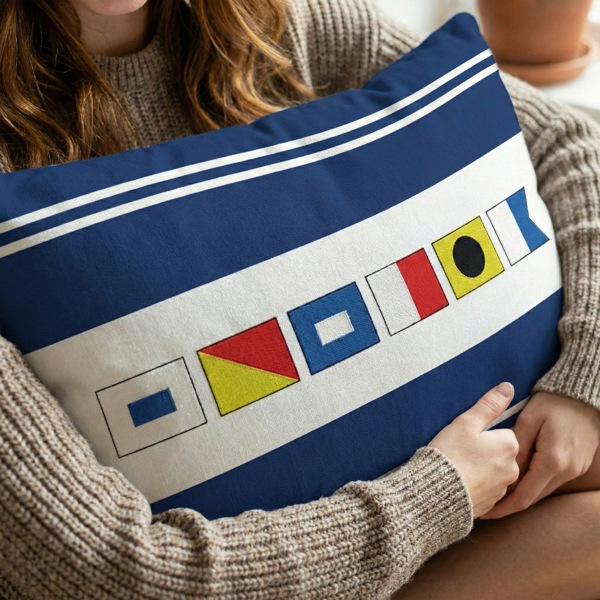 Nautical Signal Flag Throw Pillow for Home Decor - Coastal Living Room Accent Pillow or Blanket MagicInPrints