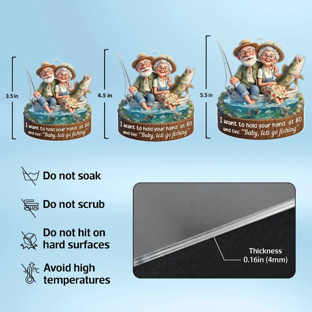 Personalized Fishing Couple Car Ornament for Seniors - Romantic Keepsake Gift Ornament MagicInPrints