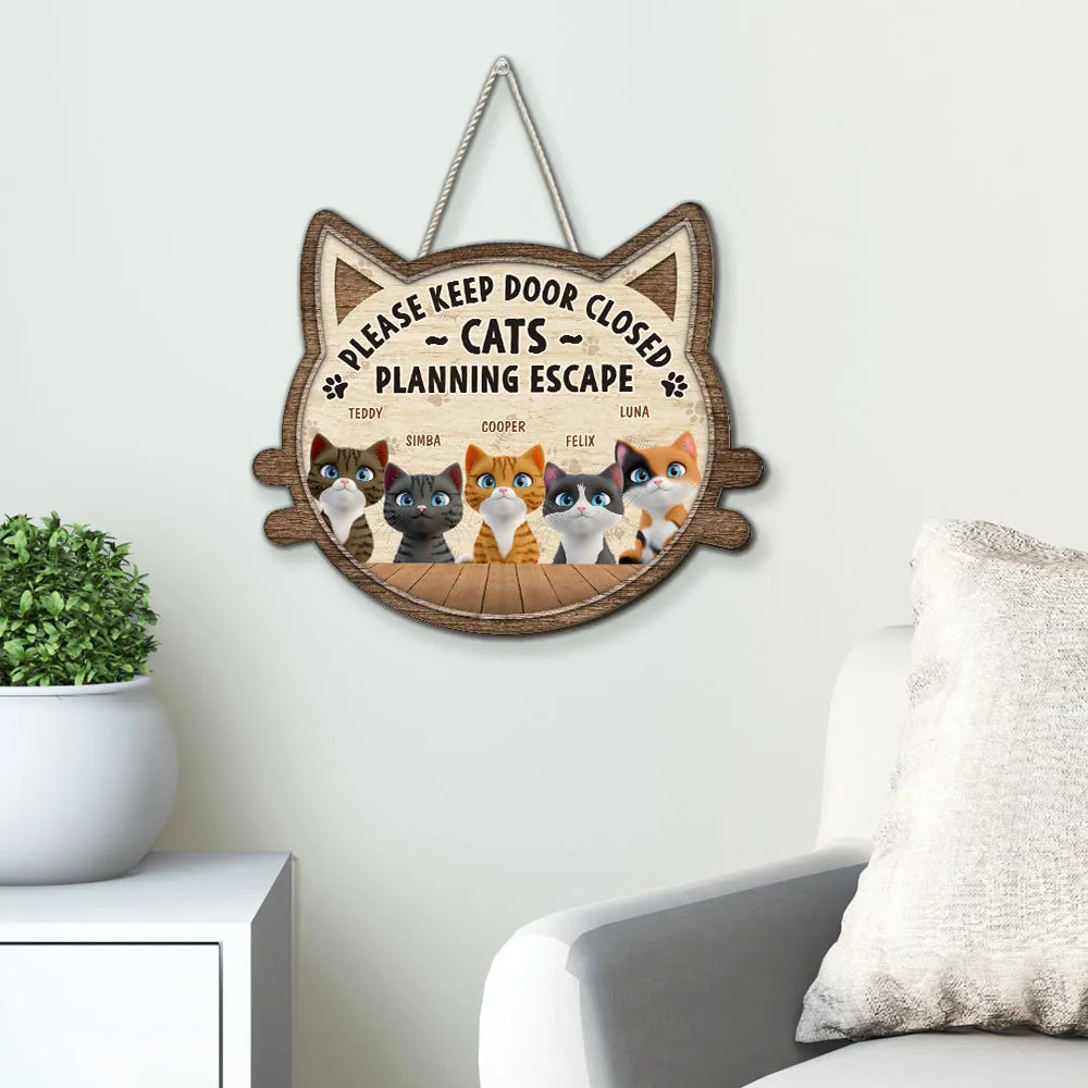 Custom Cat Door Sign for Pet Owners - Funny Home Decor Sign MagicInPrints