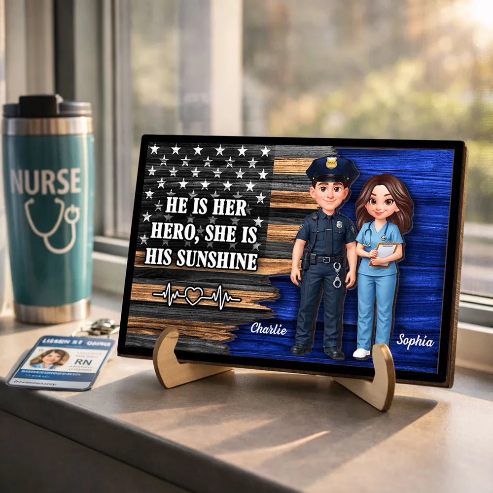 Personalized Police and Nurse Wooden Plaque for Couples - Appreciation Gift Plaque MagicInPrints