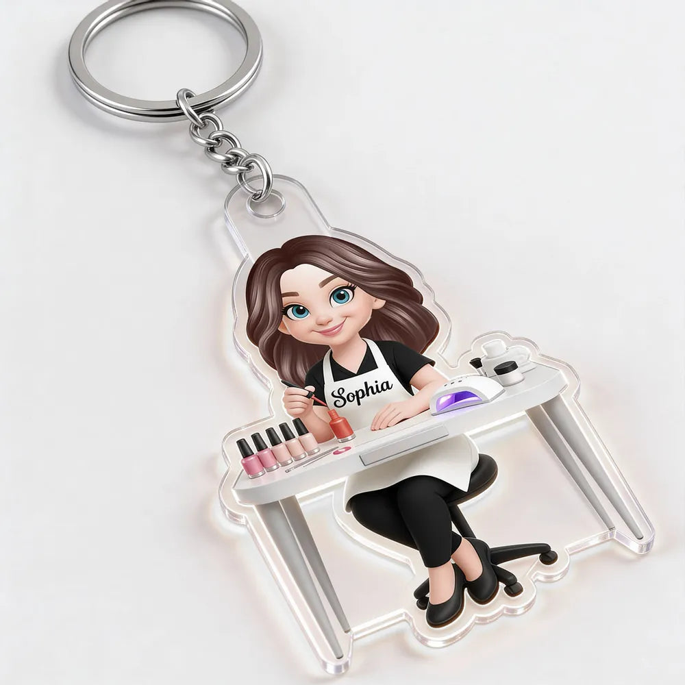 Custom Nail Technician Keychain for Nail Artists - Personalized Gift Keychain MagicInPrints