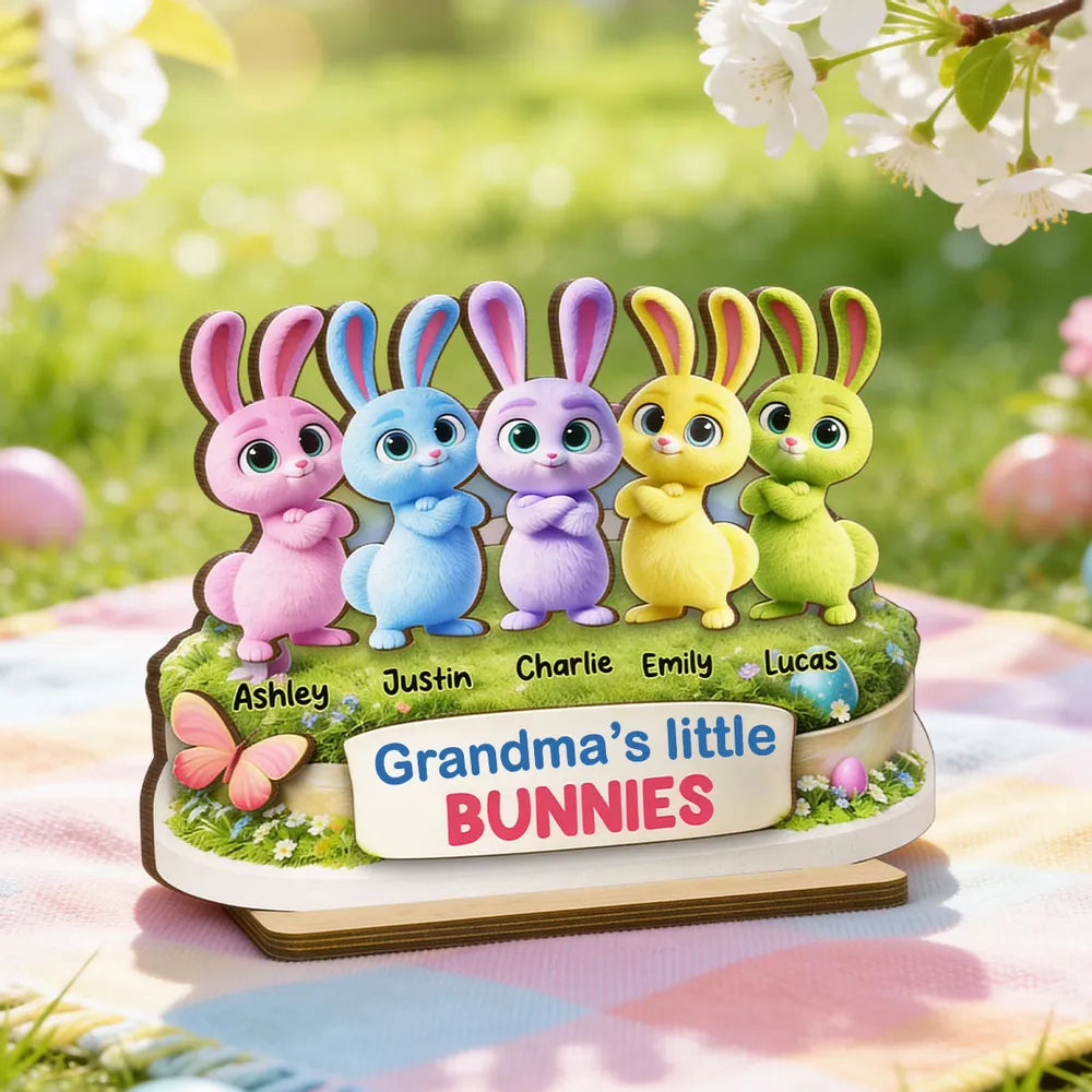 Personalized Bunny Family Figurine for Grandma - Easter Gift Plaque MagicInPrints