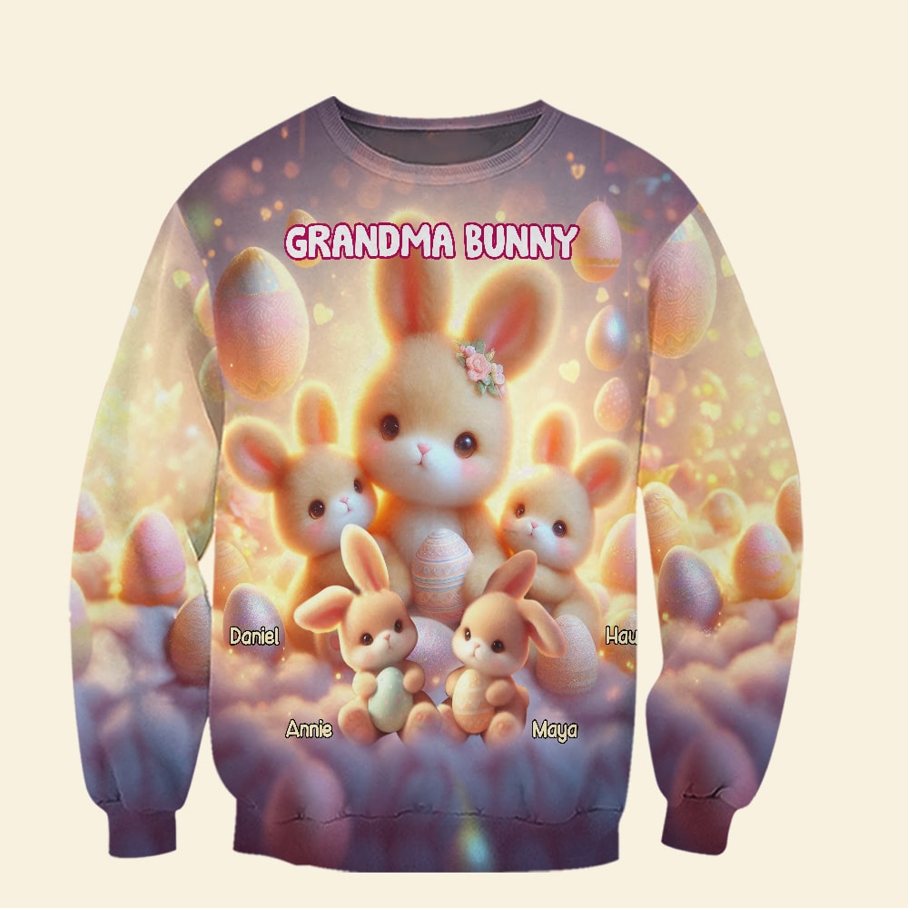 Personalized Grandma Bunny Easter Sweatshirt AOP Products PopCulturePrints
