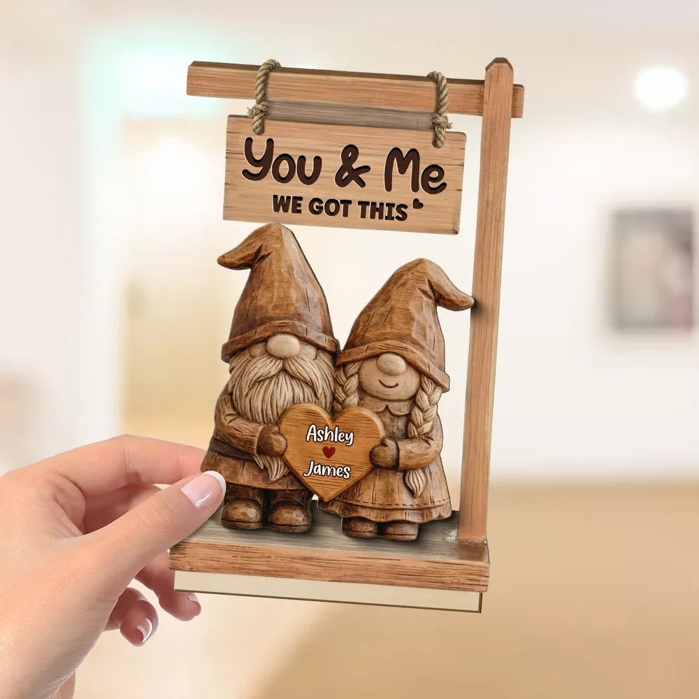 Personalized Gnome Couple Figurine for Couples - Romantic Home Decor Gift Plaque MagicInPrints