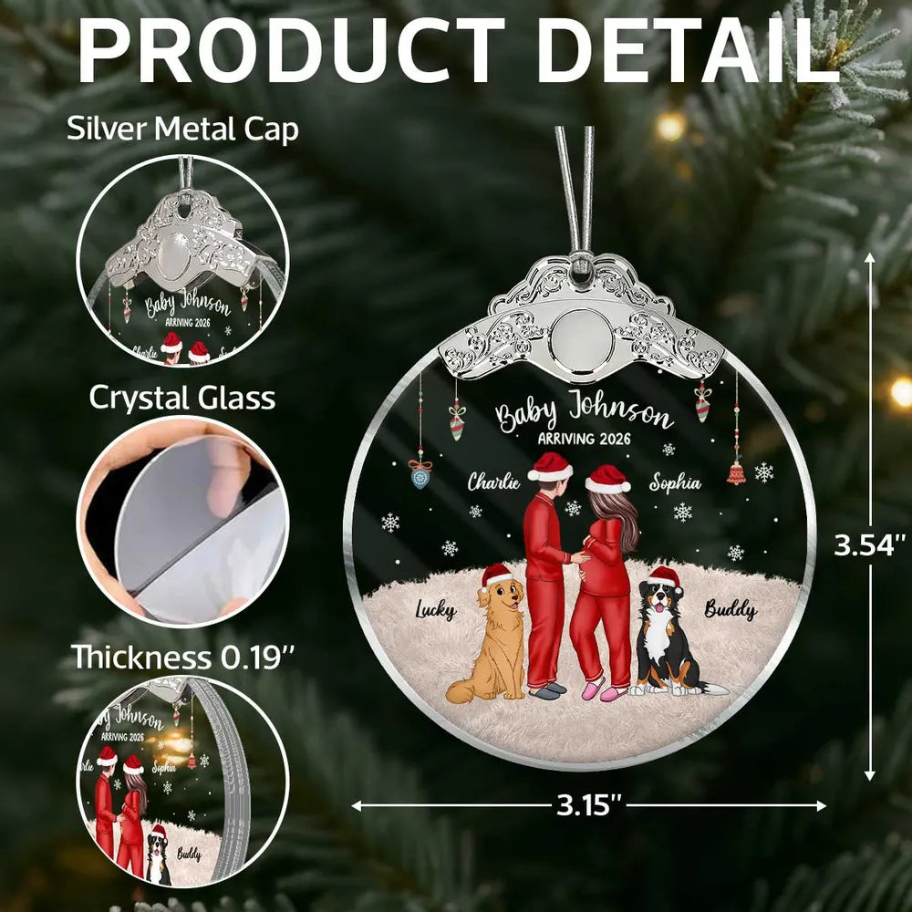 Personalized Family Christmas Ornament with Pets - Baby Announcement 2026 Ornament MagicInPrints