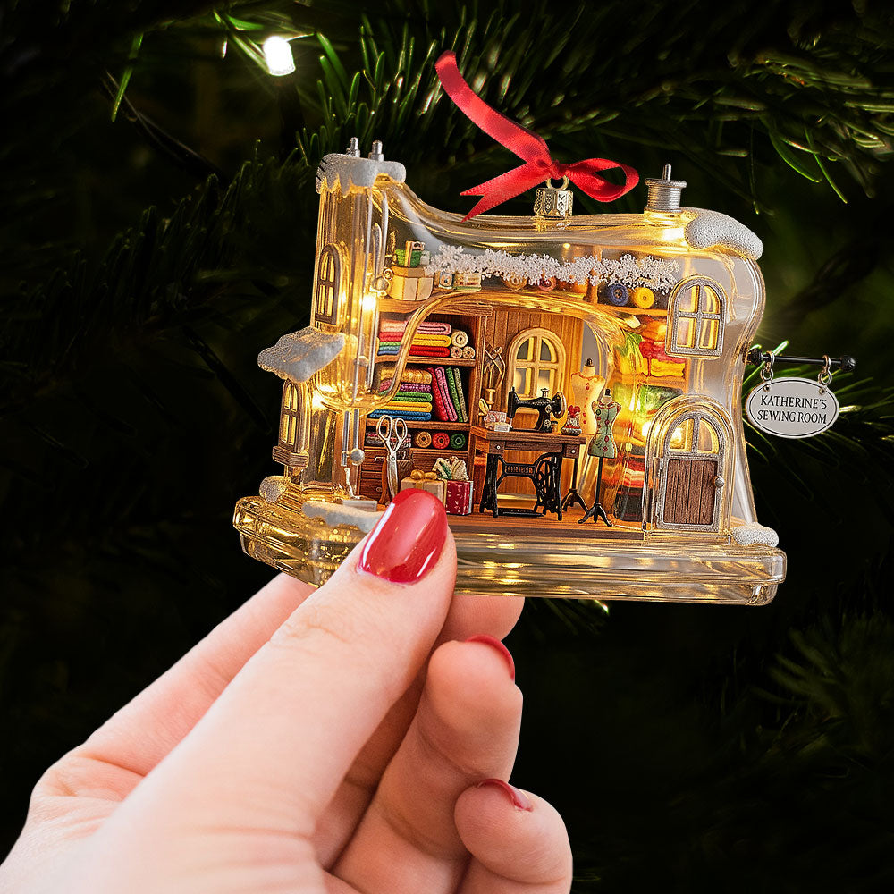 Crafting Dreams: Personalized Sewing Machine Cozy House Plaque - Perfect Gift for Sewing Enthusiasts Ornament PopCulturePrints