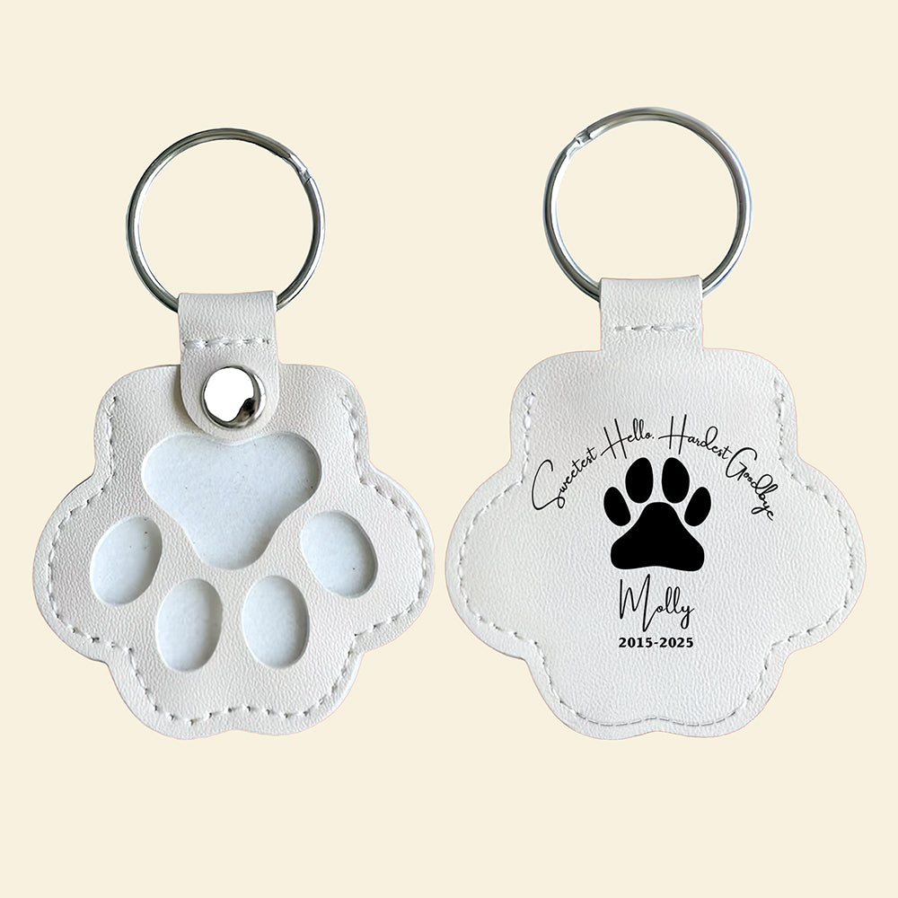 Sweetest Hello, Hardest Goodbye - Personalized Pet Hair Storage Keychain - Memorable Gift for Pet Lovers Keychains PopCulturePrints
