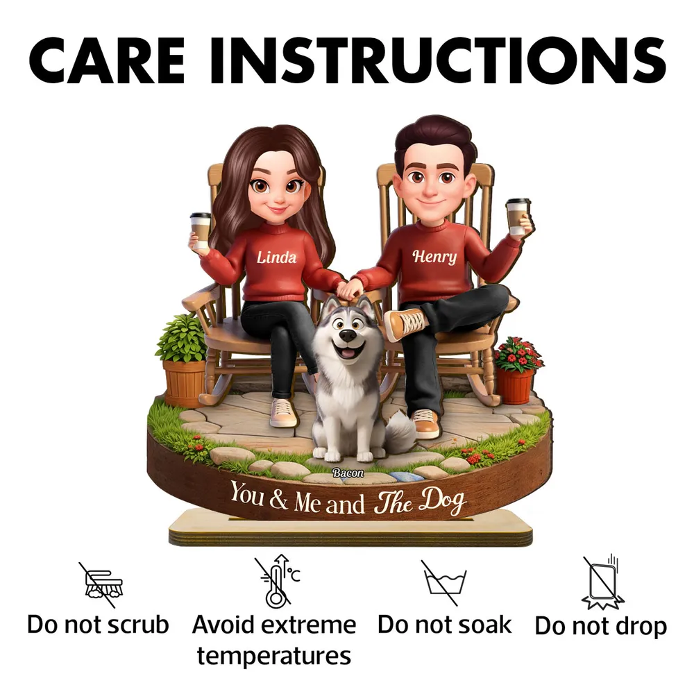 Custom Couple and Dog Figurine for Pet Lovers - Personalized Gift Plaque MagicInPrints