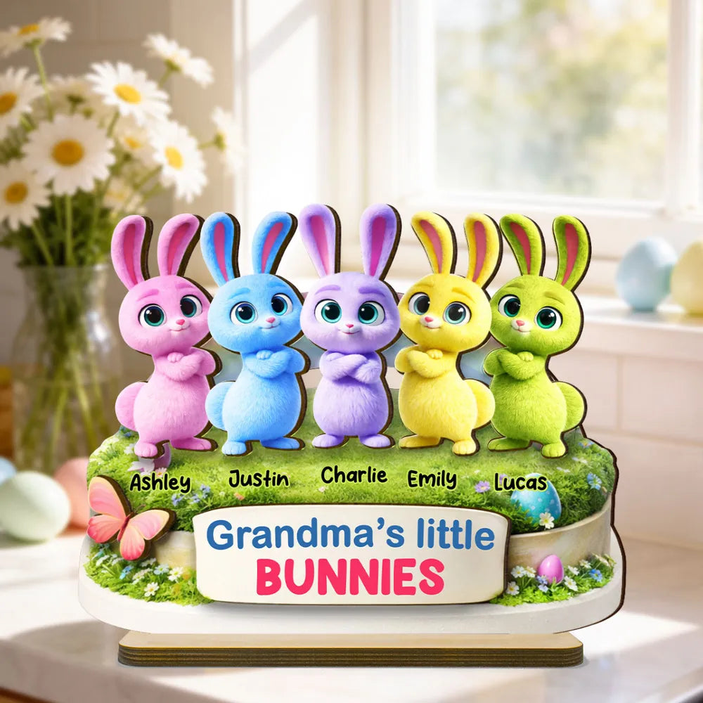 Personalized Bunny Family Figurine for Grandma - Easter Gift Plaque MagicInPrints