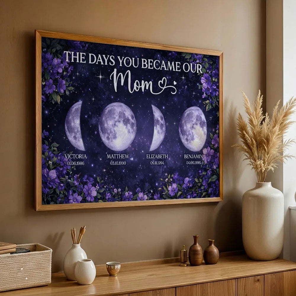 Personalized Moon Phase Family Print for Mom - Sentimental Gift Poster or Canvas MagicInPrints