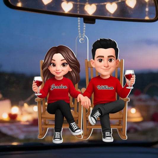 Personalized Couple Car Ornament - Romantic Gift for Anniversaries Car Hanger MagicInPrints