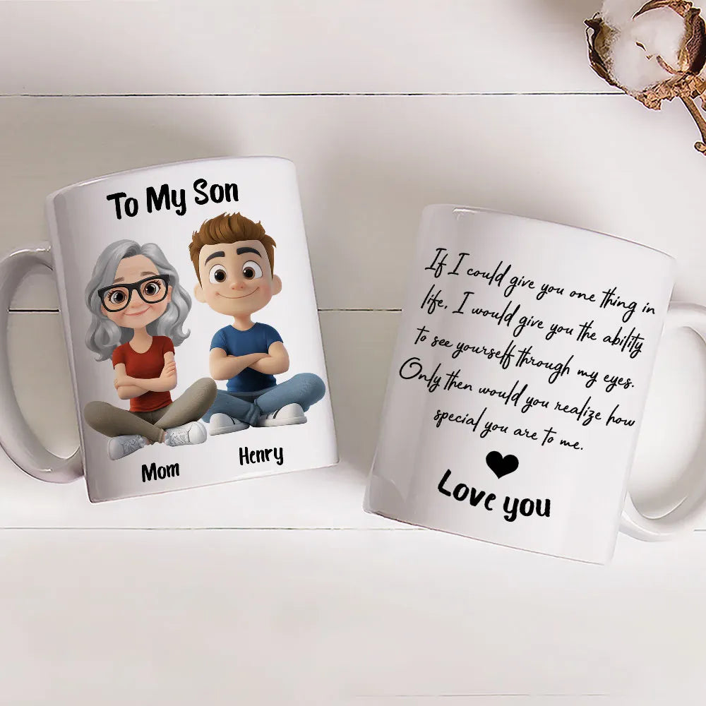 Personalized Mug for Son - Cartoon Character Design with Heartfelt Message Cup MagicInPrints