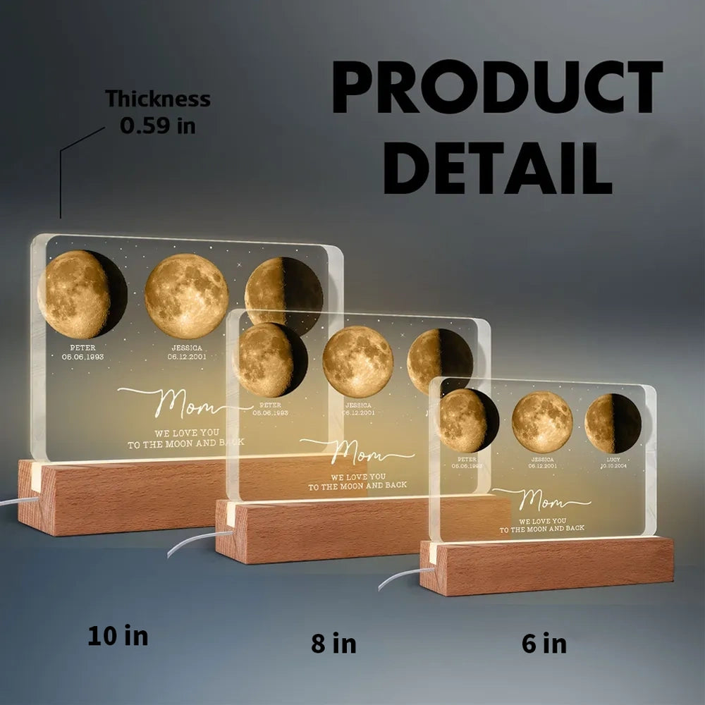 Personalized Moon Phase LED Lamp for Mom - Sentimental Gift Plaque MagicInPrints