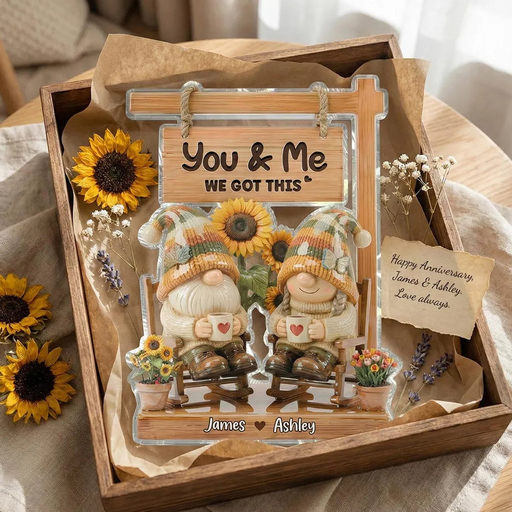 Personalized Gnome Couple Figurine for Couples - Romantic Home Decor Gift Plaque MagicInPrints