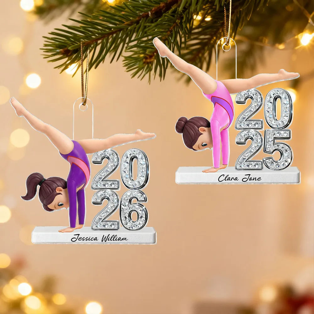 Personalized Gymnast Ornament for Kids with Name - 2025 Holiday Decoration Ornament MagicInPrints
