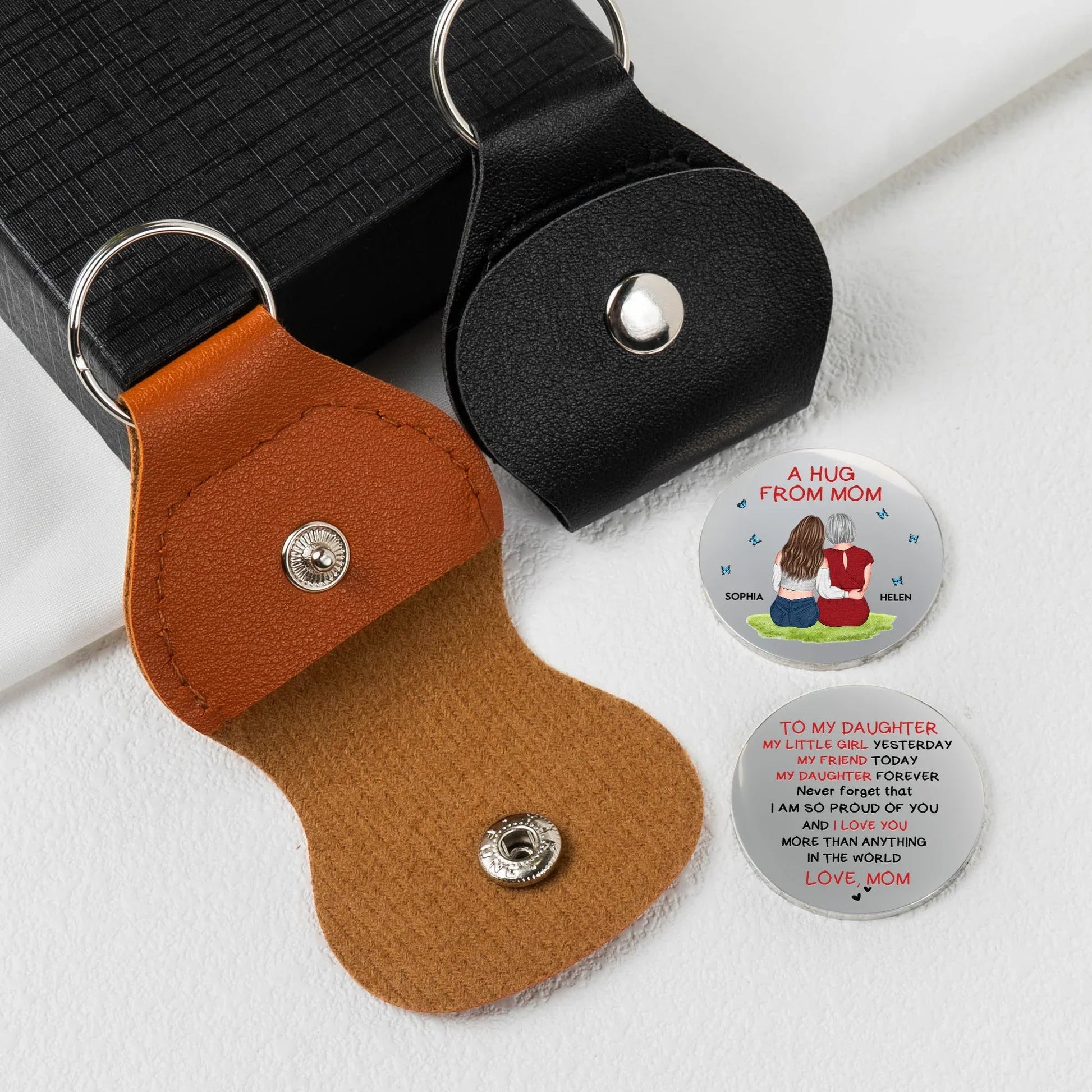 Personalized Keychain for Daughter - A Hug from Mom - Sentimental Gift Keychain MagicInPrints