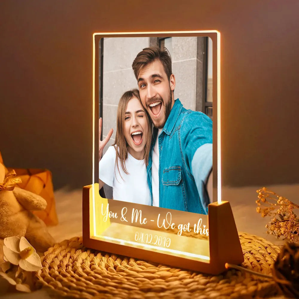 Personalized LED Photo Frame for Couples - Romantic Gift Plaque MagicInPrints
