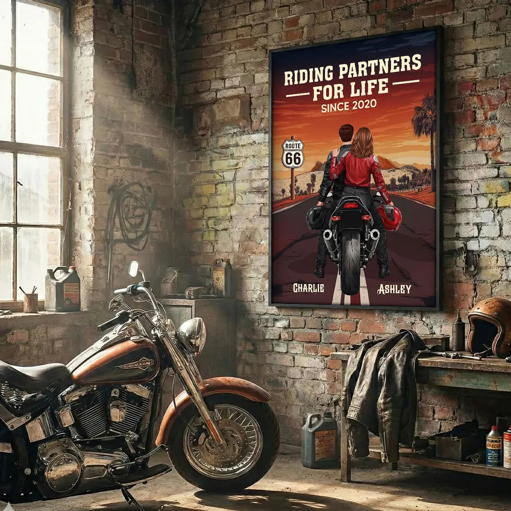 Personalized Motorcycle Couple Poster for Bikers - Anniversary Gift Poster or Canvas MagicInPrints