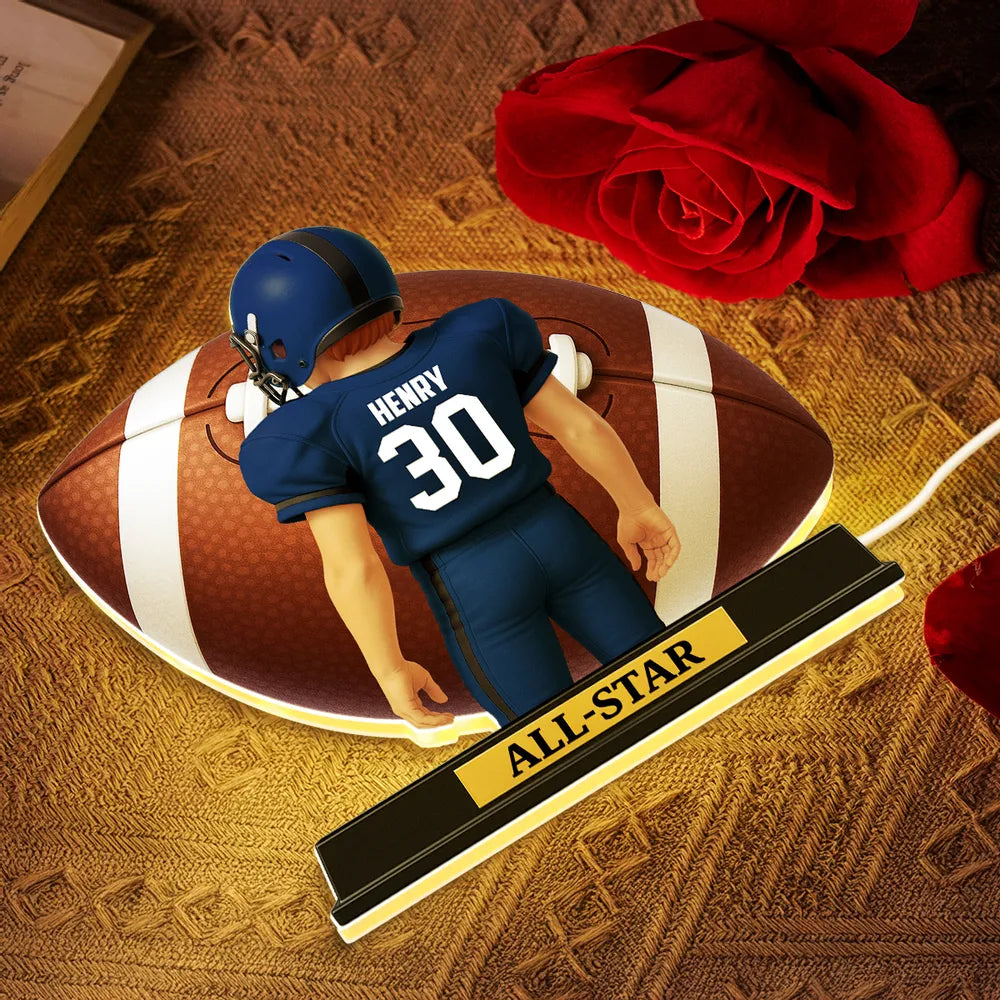Custom Football Player Figurine with Personalized Jersey - Perfect Gift for Sports Fans Plaque MagicInPrints