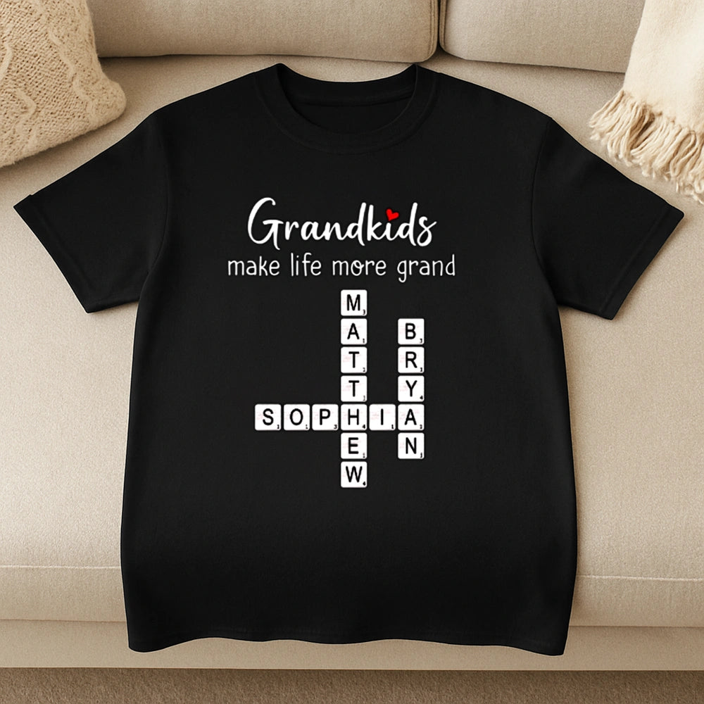 Custom Grandkids Crossword T-Shirt for Grandparents - Sentimental Gift Cloth MagicInPrints