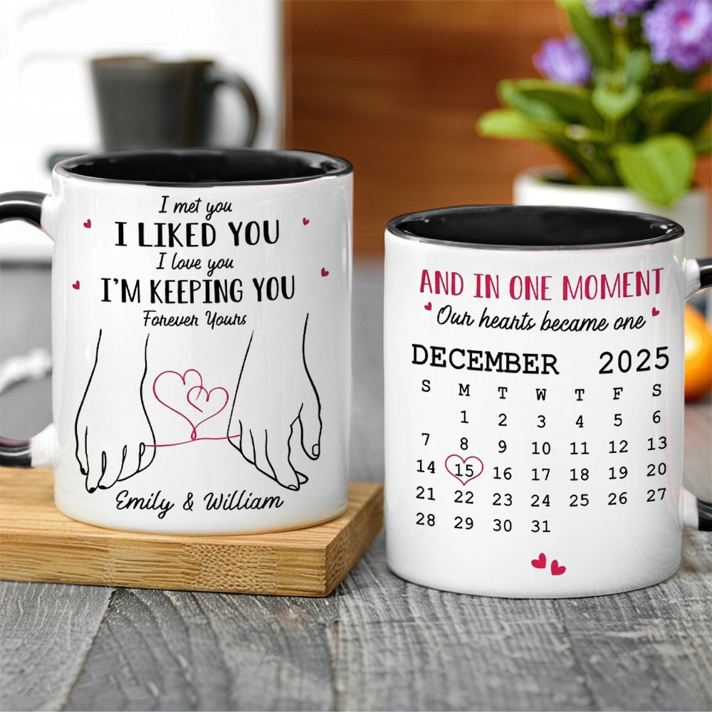 Personalized Couples Mug Set with Calendar and Love Quotes - Anniversary Gift Cup MagicInPrints