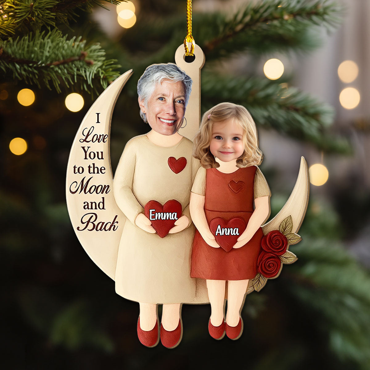 Personalized Family Ornament for Grandma and Grandchild - Heartfelt Christmas Gift Ornament MagicInPrints
