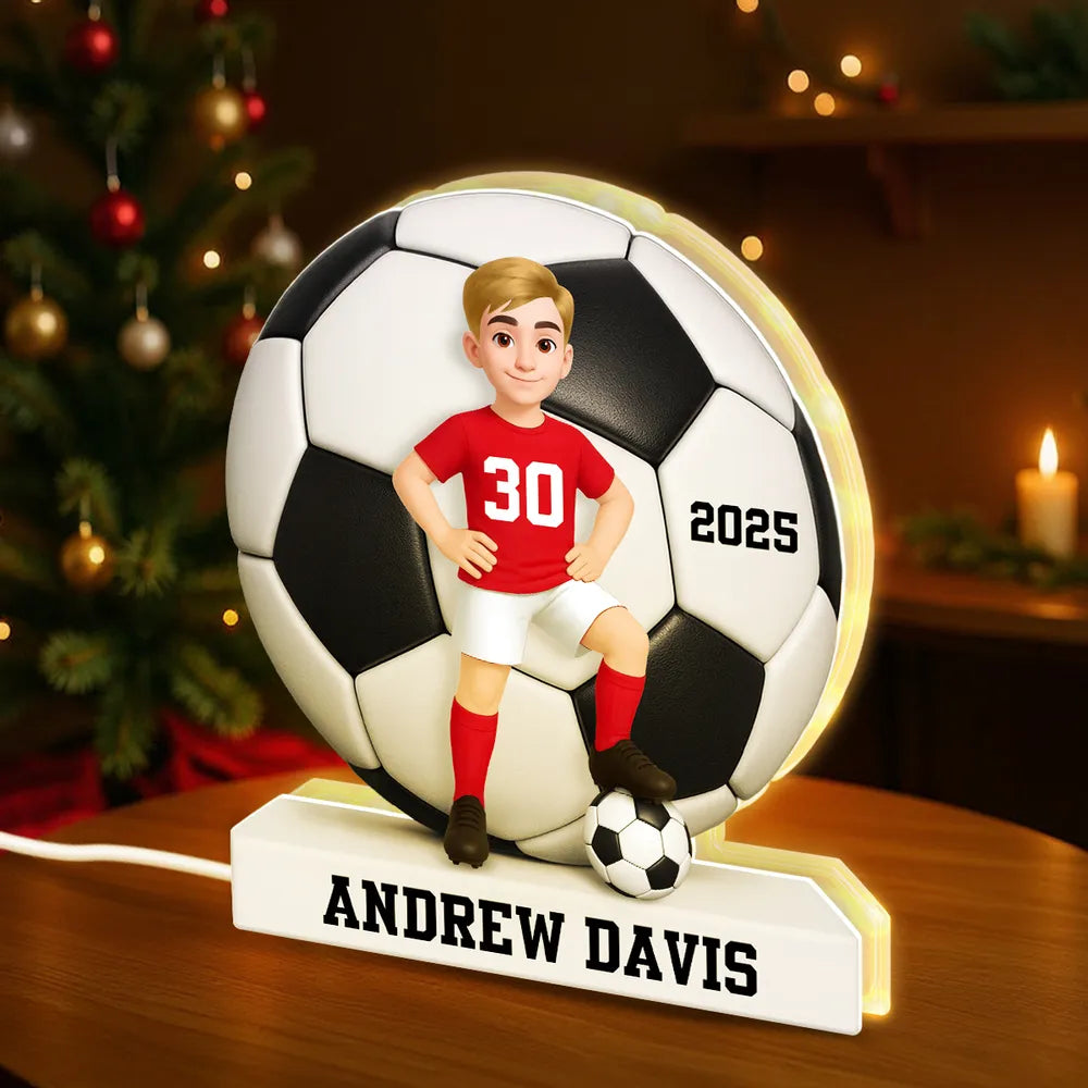 Custom Soccer Player LED Lamp for Kids - Personalized Sports Gift Plaque MagicInPrints